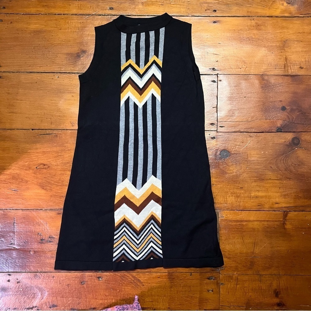 Missoni Target XS black sweater dress sleeveless knee length  round neck 70s mod